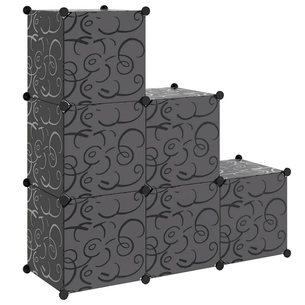 Storage Cube Organiser with 6 Compartments Black