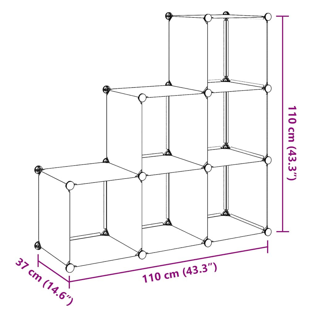 Storage Cube Organiser with 6 Compartments Black