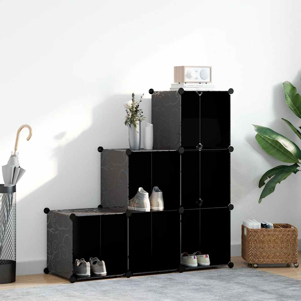 Storage Cube Organiser with 6 Compartments Black