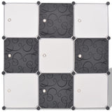 Storage Cube Organiser with 9 Compartments Black and White - Side View