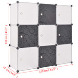 Storage Cube Organiser with 9 Compartments Black and White - 45-Degree Angle