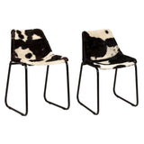 Dining Chairs 2 pcs Genuine Goat Leather - Side View
