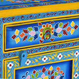 Bedside Cabinet Solid Mango Wood Turquoise Hand Painted - 45-Degree Angle