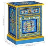 Bedside Cabinet Solid Mango Wood Turquoise Hand Painted - Extra Image