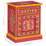 Bedside Cabinet Solid Mango Wood Pink Hand Painted - Rear View