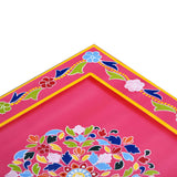 Coffee Table Solid Mango Wood Pink Hand Painted - Rear View