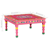 Coffee Table Solid Mango Wood Pink Hand Painted - Extra Image