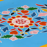 Sideboard Solid Mango Wood Turquoise Hand Painted - Close-Up Angle