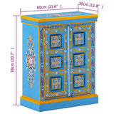 Sideboard Solid Mango Wood Turquoise Hand Painted