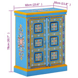 Sideboard Solid Mango Wood Turquoise Hand Painted - Extra Image