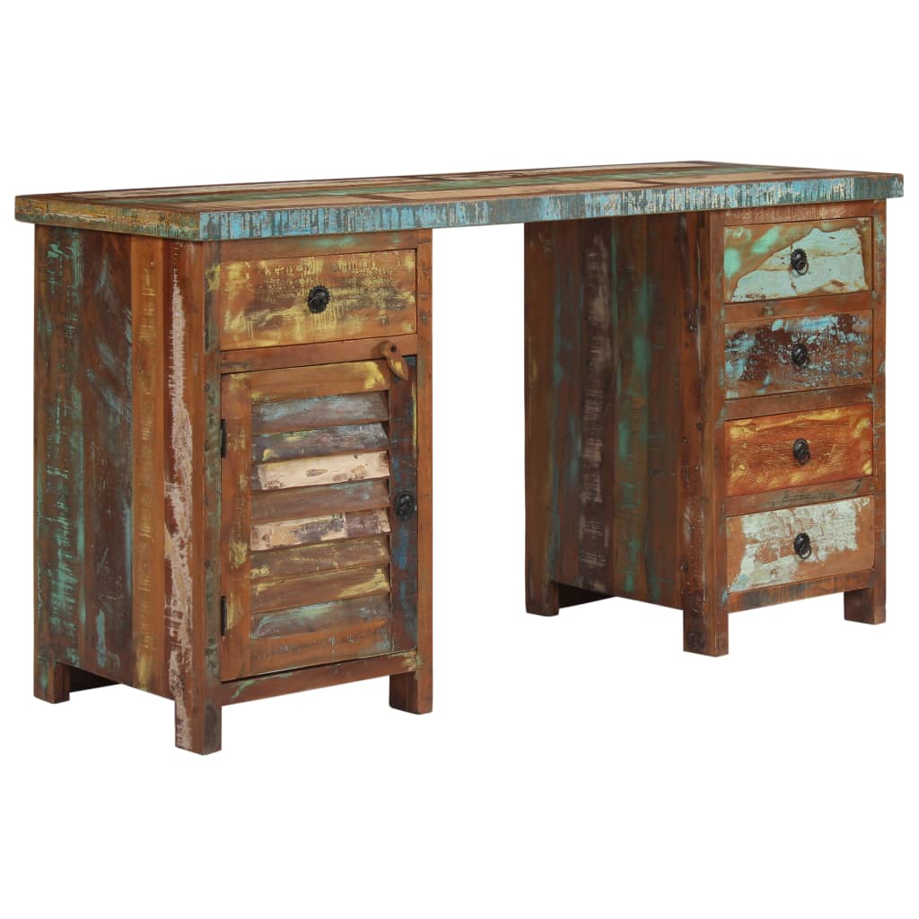 Pedestal Desk Solid Reclaimed Wood 140x50x77 Cm