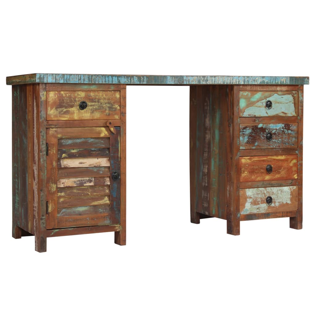 Pedestal Desk Solid Reclaimed Wood 140x50x77 Cm