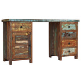 Pedestal Desk Solid Reclaimed Wood 140x50x77 Cm - Front View