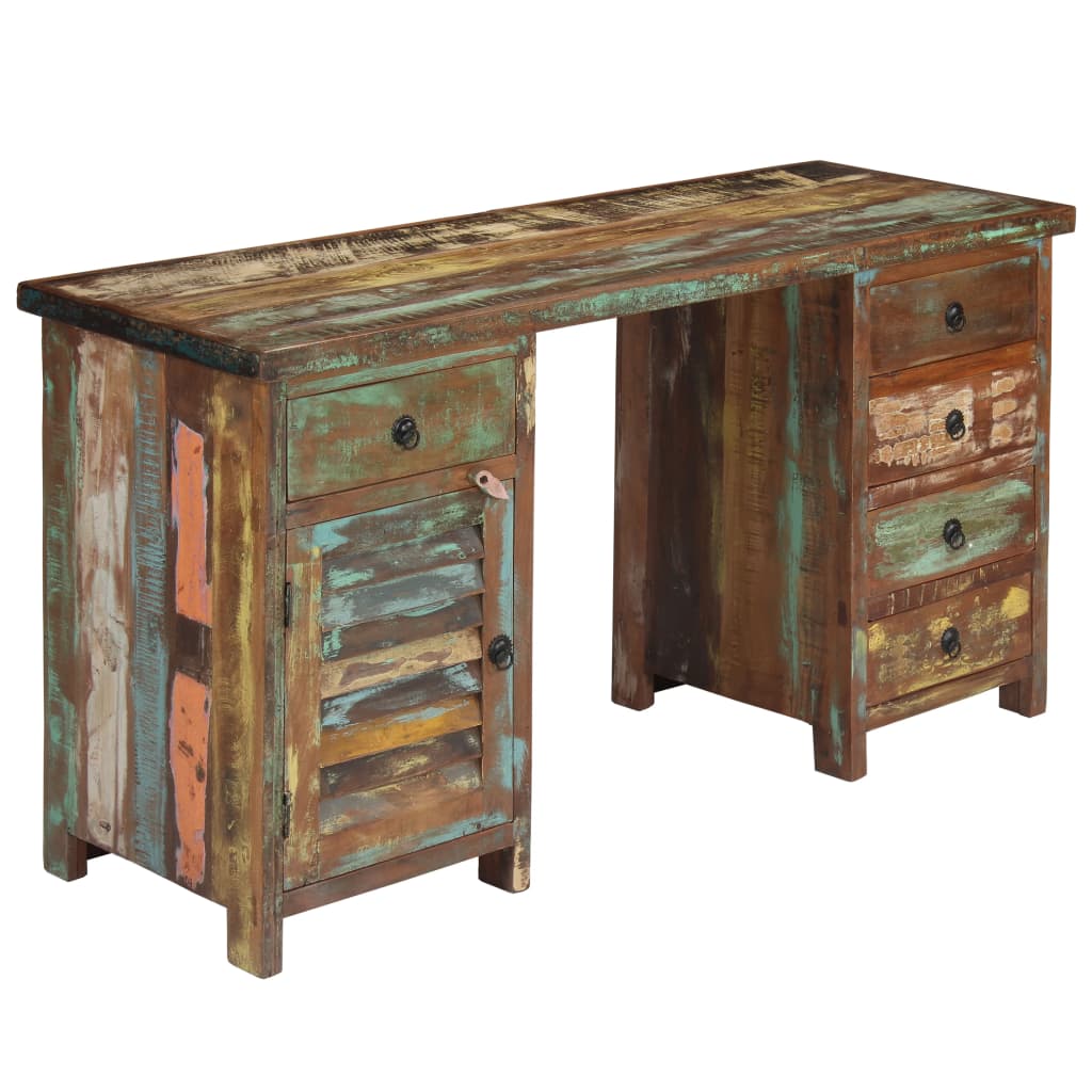 Pedestal Desk Solid Reclaimed Wood 140x50x77 Cm