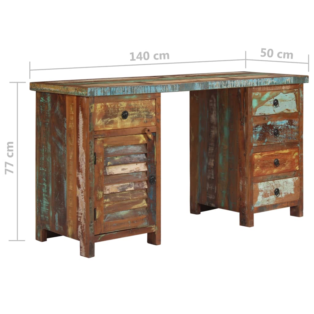 Pedestal Desk Solid Reclaimed Wood 140x50x77 Cm