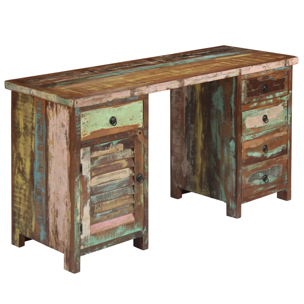 Pedestal Desk Solid Reclaimed Wood 140x50x77 Cm