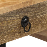 Desk Solid Mango Wood And Real Leather 117x50x76 Cm - Low Angle