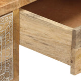 Desk Solid Mango Wood And Real Leather 117x50x76 Cm - Extra Image