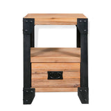Nightstand Solid Acacia Wood Steel 40x30x54 cm - Front View