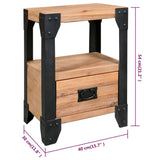 Nightstand Solid Acacia Wood Steel 40x30x54 cm - Rear View