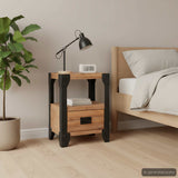 Nightstand Solid Acacia Wood Steel 40x30x54 cm