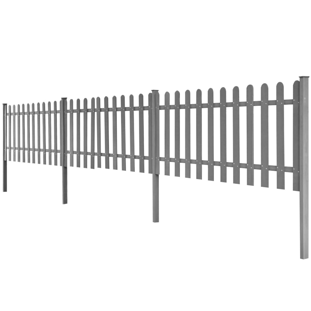 Picket Fence with Posts 3 pcs WPC 600x60 cm