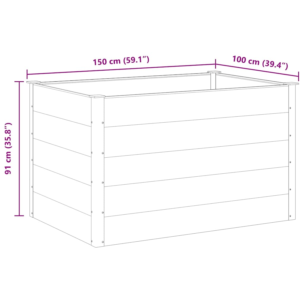 Garden Raised Bed WPC 150x100x91 cm Grey