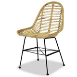 Dining Chairs 2 pcs Natural Rattan - Side View