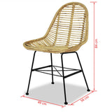 Dining Chairs 2 pcs Natural Rattan - 45-Degree Angle