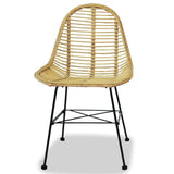 Dining Chairs 4 pcs Natural Rattan - Front View