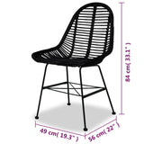 Dining Chairs 2 pcs Black Natural Rattan - 45-Degree Angle
