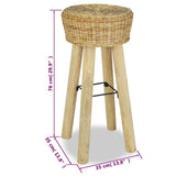 Bar Stools 2 pcs Natural Rattan - 45-Degree Angle