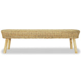 Hall Bench 160x35x45 cm Natural Rattan - Front View