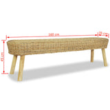 Hall Bench 160x35x45 cm Natural Rattan - 45-Degree Angle