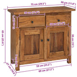 Sideboard Solid Mahogany Wood 75x30x65 cm - Extra Image