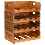 Wine Racks 4 pcs for 16 Bottles Solid Mahogany Wood - Front View