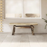 Bench Mixed Recycled Wood and Solid Teak 100x28x43 cm - Front View