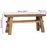 Bench Mixed Recycled Wood and Solid Teak 100x28x43 cm - Extra Image