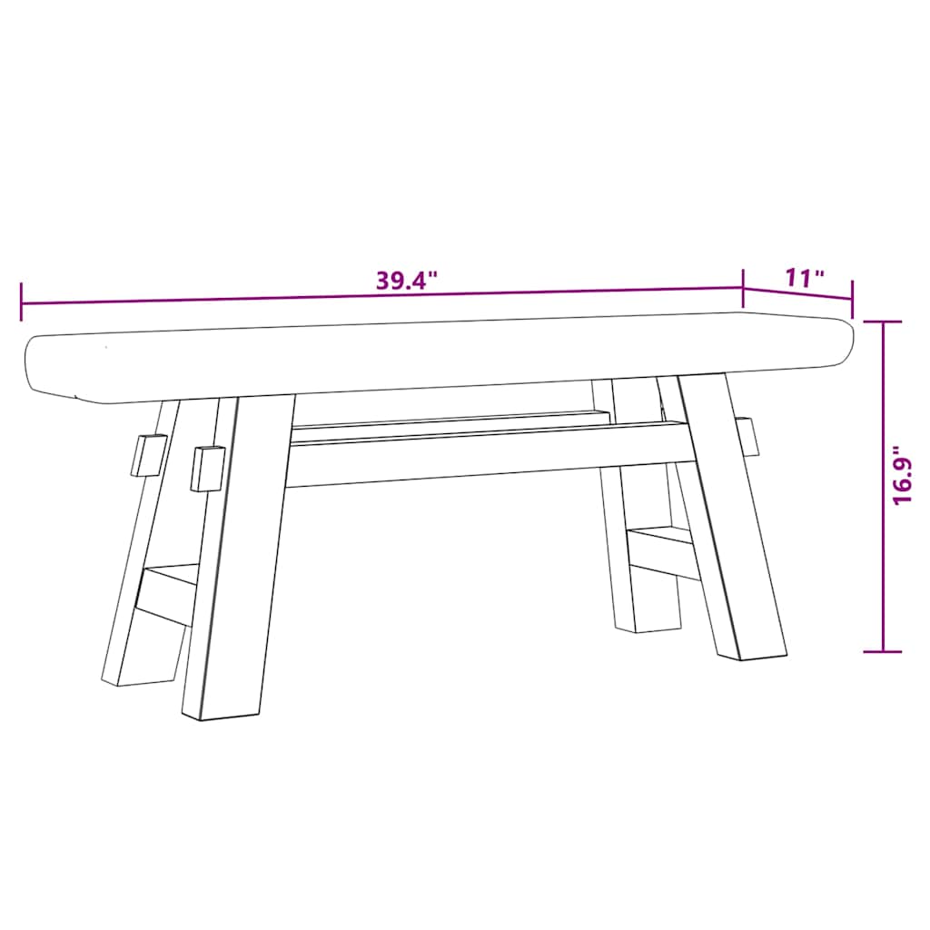 Bench Mixed Recycled Wood and Solid Teak 100x28x43 cm