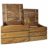 Storage Crate Set 2 Pieces Solid Mahogany Wood - Front View
