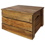 Storage Crate Set 2 Pieces Solid Mahogany Wood - Side View