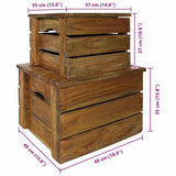 Storage Crate Set 2 Pieces Solid Mahogany Wood