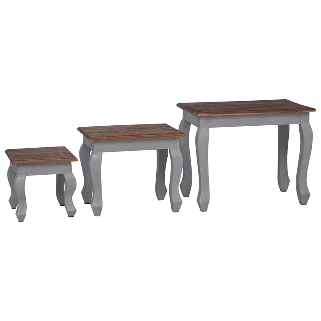 Nesting Table Set 3 Pieces Solid Mahogany Wood