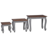 Nesting Table Set 3 Pieces Solid Mahogany Wood