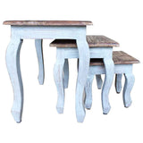 Nesting Table Set 3 Pieces Solid Mahogany Wood - Rear View