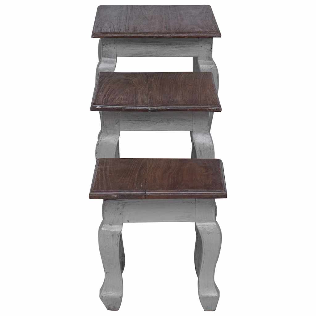Nesting Table Set 3 Pieces Solid Mahogany Wood