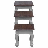 Nesting Table Set 3 Pieces Solid Mahogany Wood