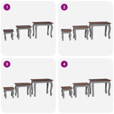 Nesting Table Set 3 Pieces Solid Mahogany Wood