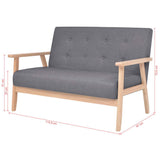 2-Seater Sofa Fabric Dark Grey - Close-Up Angle