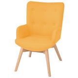 Armchair with Footstool Yellow Fabric - Front View
